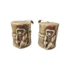 Vintage 2 Lava Candle Monkey Hear No Evil Four Inches High Single Wick W/bead
